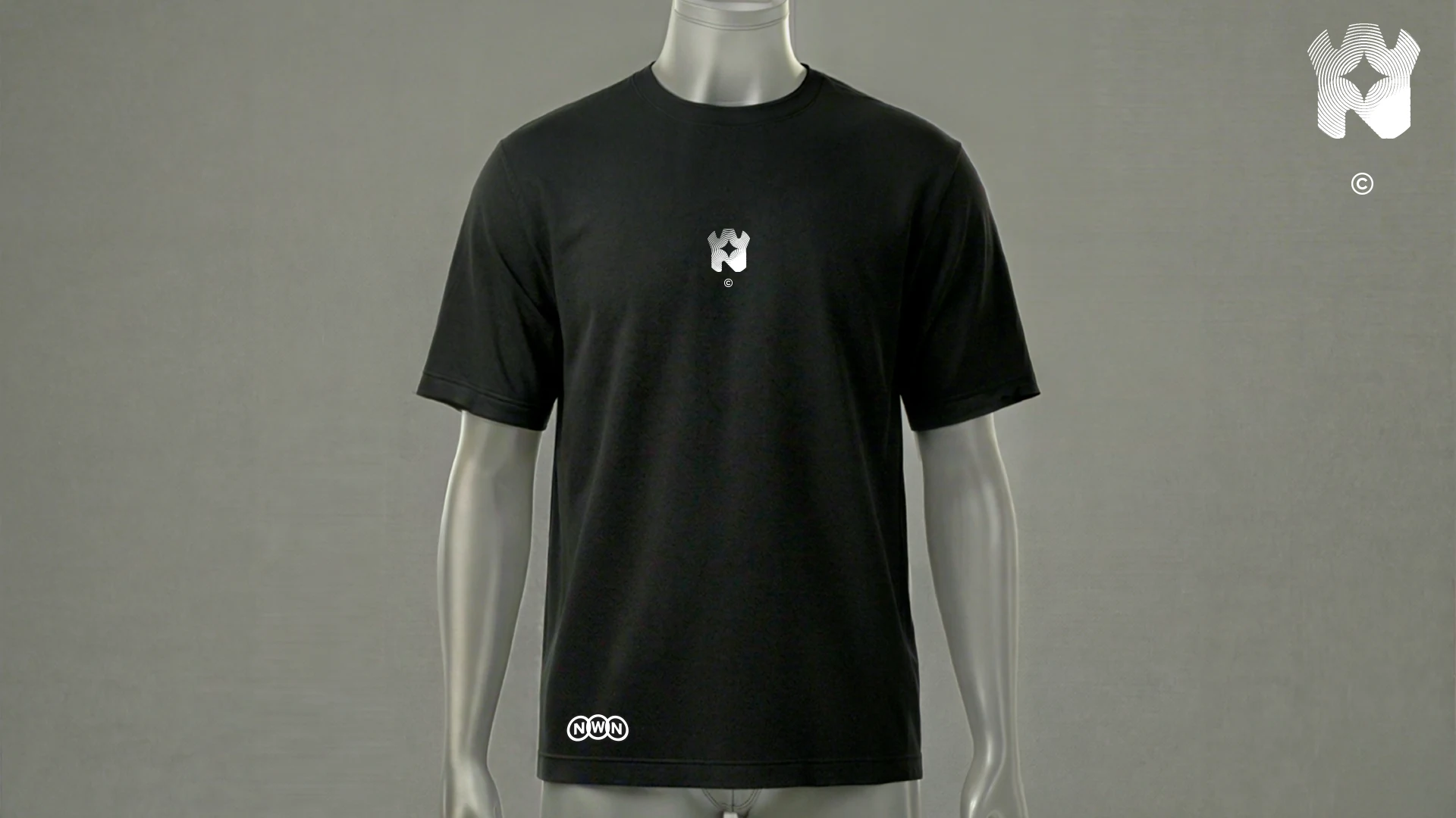 Vista frontal de la camiseta negra 2ACT para hombre
